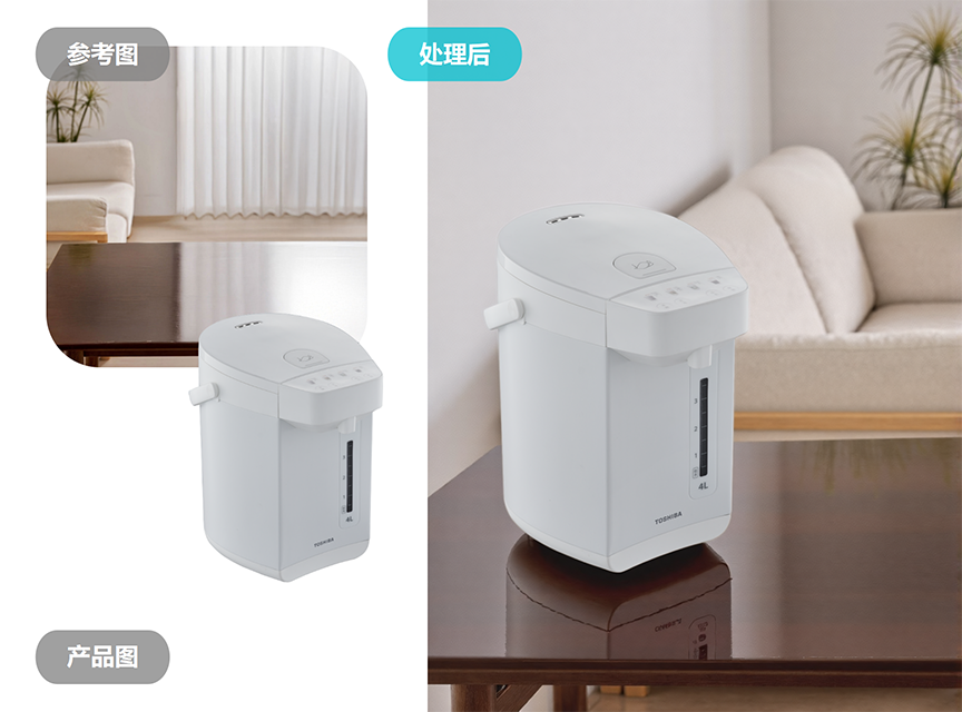 AI小家电场景合成案例,厨房小家电实景场景图生成,电商产品主图制作