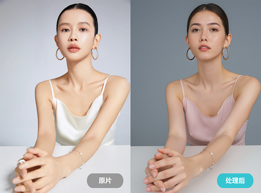 造像机AI百变模特案例,项链佩戴图更换模特,AI生成真人首饰佩戴效果图